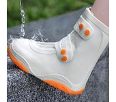 Fundas para zapatos de lluvia Impermeables y antideslizantes Calzado impermeable para hombres y mujeres Zapatos para agua de lluvia Fundas para botas de lluvia altas resistentes al desgaste engrosadas 34-36 beige