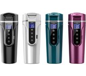 Hervidor eléctrico para coche de 450 ml, 12 V/24 V, de acero inoxidable 304, con pantalla LCD y preservación del calor. negro