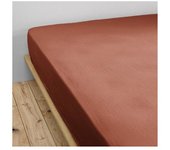 Drap housse  Gaïa  toutes dimensions  Gaze de Coton  - Gaïa Terracotta - 140 x 190 cm bonnet de 30 cm