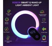 RGBCW Luz De Despertador Luces Ambientales Reloj Despertador Pantalla De Hora Máquina De Ruido Blanco Altavoz BT Inalámbrico blanco