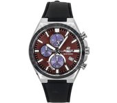 Casio Reloj analógico con cronógrafo Edifice con correa de piel y esfera burdeos Solar EQS-950BL-5A 100M para hombre