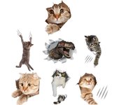 Pegatina de baño de gato 3D de moda, pegatina de pared de Animal bonito, arte creativo impermeable, póster de decoración de baño de vinilo de PVC M11 varios colores