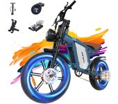 Bicicleta eléctrica para adultos Janson X60, 750 W, motor dual, batería de 48 V 23 Ah, neumáticos anchos de 20 pulgadas, bicicleta de montaña eléctrica. azul
