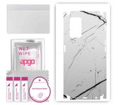 apgo Protective Skin Sticker for the back+sides compatible with Oppo A96 4G, Full Wrap Film, Foil, Vinyl - Pattern White Marble