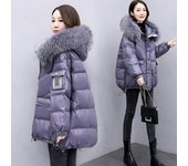 Chaqueta de plumón de algodón de invierno a la moda para mujer, chaqueta de gran tamaño para uso diario y ocio XXXL negro