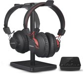 Auriculares inalámbricos Bluetooth duales Avantree HT41899 para ver televisión con transmisor AUX y auriculares con volumen individual, 40 horas de duración de la batería y sin retrasos negro