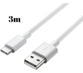 Cable USB-C pour Xiaomi REDMI NOTE 9 - NOTE 9 PRO - NOTE 10 - NOTE 10 PRO - Cable chargeur Type USB-C Blanc 3 Mètres Phonillico®