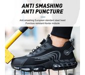 Zapatos deportivos para hombre con botón giratorio, botas protectoras, antigolpes, antipinchazos, botas de trabajo para hombre, zapatos indestructibles, zapatos de seguridad 40 negro