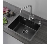 Fregadero de cocina Cecipa con PVD Nano Inox de un seno - Cecipa - Negro antracita - 50cm* 45cm* 18,5cm