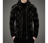 Otoño e Invierno nueva chaqueta de lana de visón para hombres abrigo grueso cálido moda cuello alto ropa de hombre 3XL