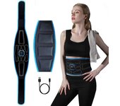 Masajeador de músculos abdominales EMS cintura Abs Estimulador muscular masaje cinturón adelgazante eléctrico Fitness moldeador entrenamiento de pérdida de peso USB azul