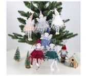 Adorno navideño, colgante de muñeco de ángel de lana, decoración creativa para árbol de Navidad azul