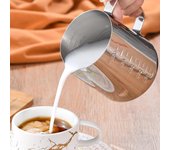 Jarra para espumar leche de 350 ml, jarra humeante para latte art, jarra para espumar capuchino, jarra de café de acero inoxidable 350ml A