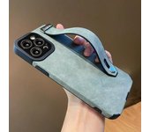 Funda de cuero de lujo con soporte para correa de muñeca para iPhone 14, 11, 12, 13 Pro, X, XR, XS Max, 7, 8 Plus, funda suave a prueba de golpes For iPhone 14 negro