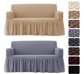 Fundas de sofá Seersucker de 1/2/3/4 plazas, funda de sofá elástica, funda de sofá de esquina gruesa, Protector para sillón elástico para el hogar 1 Seat (90-140cm)