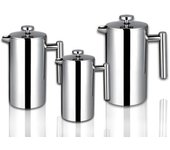 Cafetera de prensa francesa de doble capa de acero inoxidable 304 de 1000ml, cafetera Manual de mayor capacidad 350ml plata