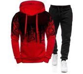 Conjunto de sudadera y pantalón de chándal de manga larga para mujer, color liso, 2 piezas, para otoño e invierno, ropa de abrigo para hombre S