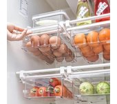 Organizador para frigorífico de cocina, estante de almacenamiento transparente para frutas, huevos y alimentos, caja para el frigorífico, organizador de cocina blanco