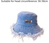 Gorras planas de pescador de mezclilla lavada, sombrero de pescador con borlas, sombreros de pescador de moda para mujer negro