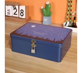 Caja práctica con llave de hojalata y cerradura, 1 Juego de caja de almacenamiento de escritorio, joyería de estilo Vintage L