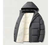 Chaqueta de invierno de terciopelo grueso para hombre: abrigo cálido acolchado de algodón para personas de mediana edad y mayores. M gris oscuro