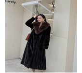 Abrigo de visón artificial de alta gama para mujer para abrigarse en otoño e invierno Abrigo suelto de visón artificial XXXXXXL negro