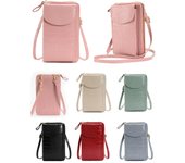 Bolso para teléfono de mujer con correa para el hombro Bolso tipo cartera de cuero PU azul