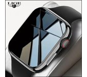 Reloj inteligente LIGE para hombre, reloj completamente táctil con llamada Bluetooth, relojes impermeables, seguidor de actividad/deporte, reloj inteligente para mujer + caja silicone strap negro