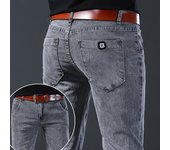 Pantalones vaqueros de moda para hombre, rectos, grises, de cintura media, pantalones vaqueros 36