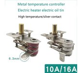 Termostato de horno con interruptor de alta temperatura de 250 V CA, 10 A y 16 A, accesorios de calefacción bimetálica para el hogar, reemplazo de calentador eléctrico 16A