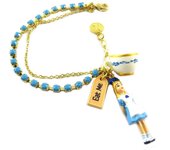 Les Trésors De Lily [P2208] - Pulsera artesanal 'Wonderful World' (Alice) oro blanco azul azul