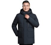 Abrigos de invierno para hombre, de alta calidad, nuevos, de talla grande, para hombres de mediana edad, chaqueta acolchada con capucha, gruesa y cálida, parka de plumas M azul