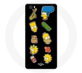 Coque pour Huawei P8 Lite Les Simpson autocollants fond noir
