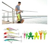 Calendario de Adviento de señuelos de pesca Calendario de cuenta regresiva de 24 días para Navidad Calendario de Adviento de sorpresas de pesca con cebo de manivela Minnow VIB Regalo para pescadores A
