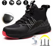Zapatos de seguridad de trabajo de caña alta para hombres y mujeres, zapatillas con punta de acero, zapatos de trabajo ligeros y transpirables, botas de seguridad anti-puñaladas y anti-aplastamiento para hombres, moda 36