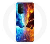 Coque pour Oppo A74 Loup de Glace et de feu