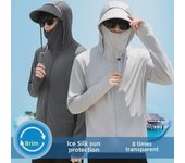 Chaqueta de protección solar con capucha de seda de hielo para hombre: estilo fino de verano, elegante prenda para actividades al aire libre. M