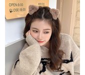 Pinza para el pelo con orejas de gato de peluche de pelo de cordero, tamaño pequeño, pinza para el pelo con orejas de gato en miniatura, pinza para el pelo con orejas de oso pequeñas para fiestas lambhair beige