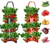Bolsas de cultivo de plantas de PE, contenedor de cultivo, bolsas de plantación, nueva flor de contenedor de plantación de fresa 4 Holes verde