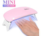 Mini máquina secadora de uñas de 6W, lámpara portátil para manicura de 6 LED UV, lámpara de uñas para uso doméstico para secar barniz de esmalte con Cable USB color rosa