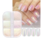 1 Uds. De espejo para uñas, polvo con purpurina, pigmento para frotar polvo, decoraciones artísticas holográficas iridiscentes cromadas para manicura