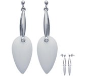 Les Trésors De Lily [G7840] - Boucles Argent 'Eva' blanc argenté - 12x42 mm blanco