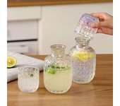 Tazas de Cristal para Té de 520 ML Botella para Agua Fría Retro Transparente Hervidor para Agua Helada Juego de Una Olla y Una Taza 520ML-2