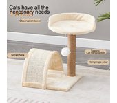 Árbol para gatos con rascador y cama, torre de escalada para gatos con bola de pelo colgante, rascador de sisal para gatos de interior gris claro