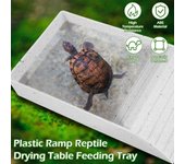 with Ramp Reptile Pool Bowl Plastic Reptile Feeding Box Dish Hermit Crab Climbing Toy S marrón
