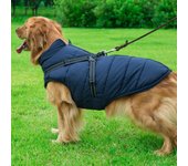 Chaqueta para perros grande con arnés, ropa de invierno suave y cálida para perros, abrigo impermeable para Bulldog Francés, chaleco para perros XL rojo