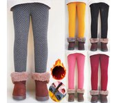 Pantalones de lunares para otoño e invierno para niñas, mallas gruesas y cálidas, pantalones para niños de 2 a 12 años 150 color rosa