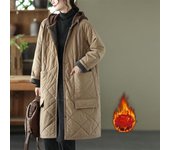 Ropa de invierno para mujer Chaqueta acolchada con capucha Parka de moda a cuadros Chaqueta de abrigo de longitud media Chaqueta holgada para mantener el calor Ocio XXXXL negro