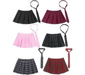 Minifalda plisada para mujer con corbata, faldas de cosplay, disfraz de club S azul marino