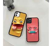 Funda de teléfono con cara divertida, funda de silicona PC+TPU para iPhone 11 12 13 Pro Max 8 7 6 Plus X SE XR Fundas rígidas iphone 14